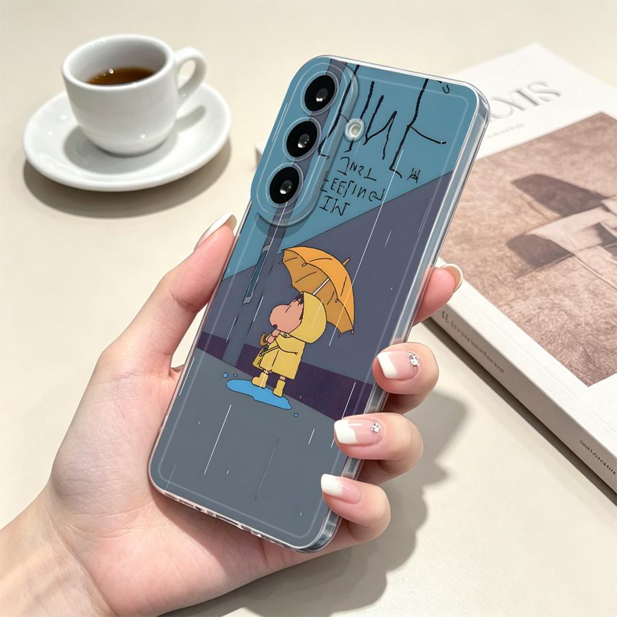 黄色い傘を持つ少年のスマホケース（Samsung Galax - Phone Cases Yellow のレビューと価格
