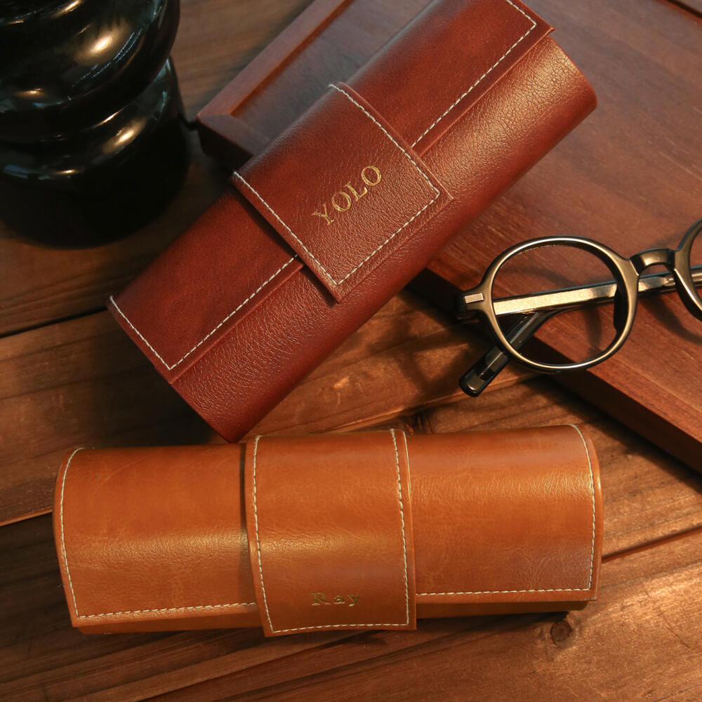 パーソナライズされたカスタム名入りレザー眼鏡ケース PU ポ - Monogram Custom Case のレビューと価格