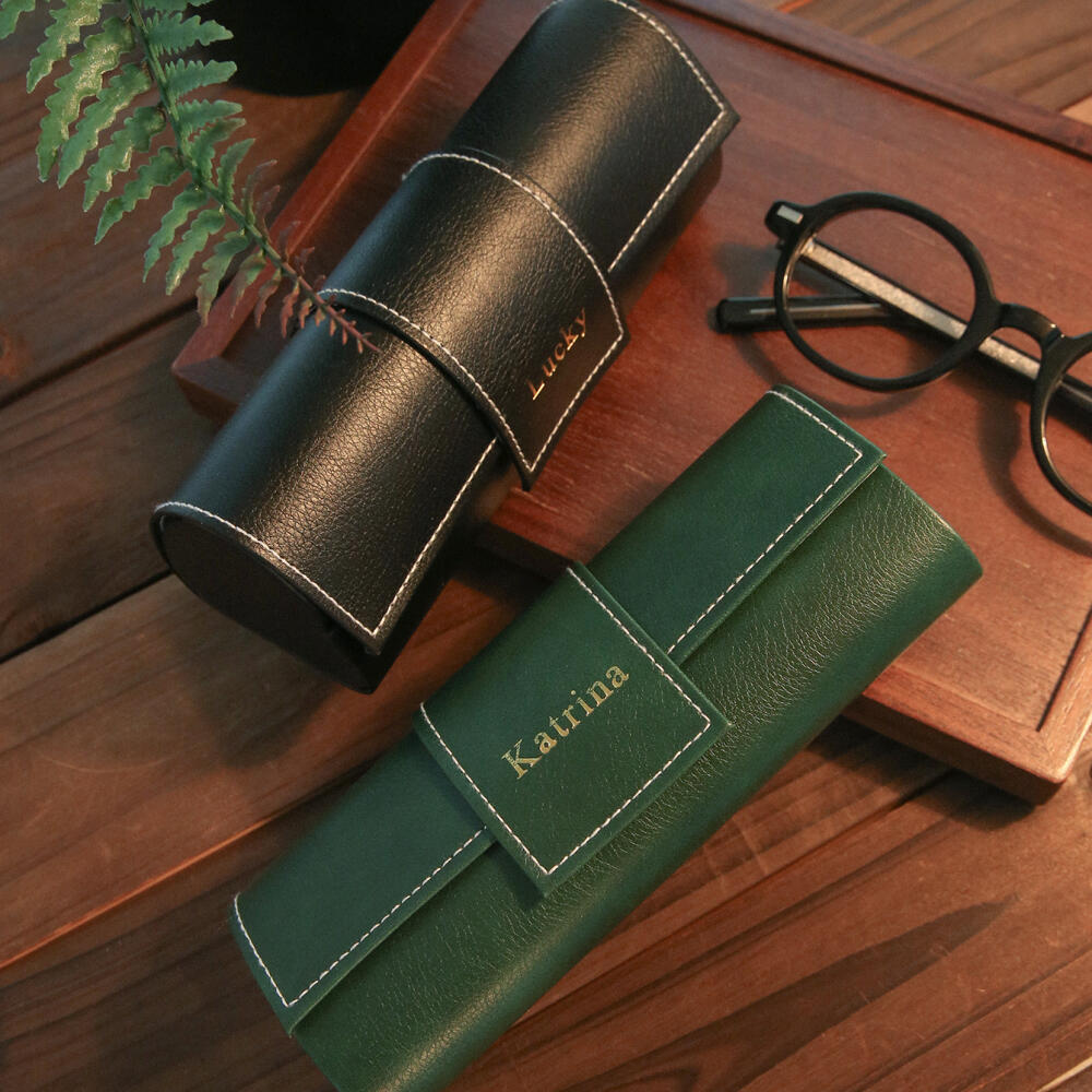 パーソナライズされたカスタム名入りレザー眼鏡ケース PU ポ - Monogram Custom Case のレビューと価格