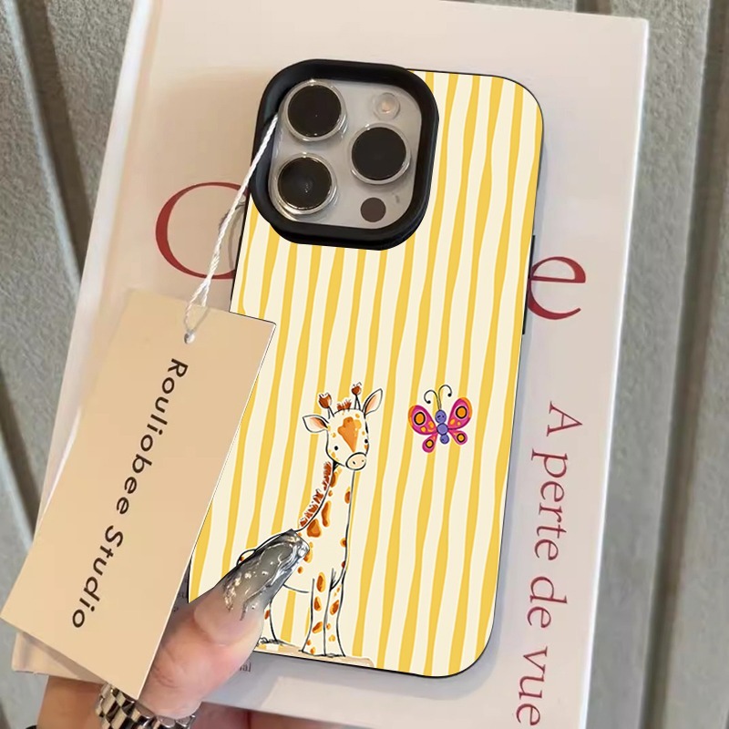 キリン柄の黄色と白のストライプ柄スマホケース Samsung - Phone Cases Yellow のレビューと価格
