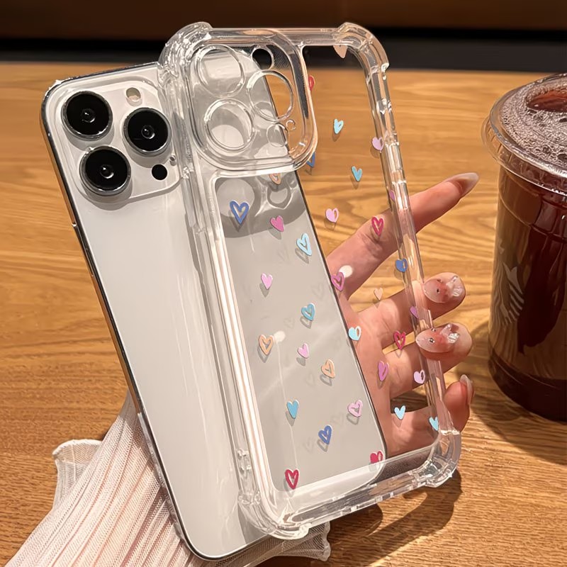 透明コーナーバンパー カラフルハート柄 iPhoneケース  - Phone Cases Xs のレビューと価格