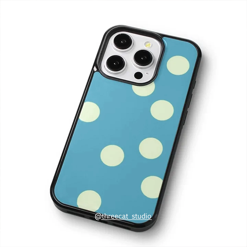 優しい女の子の湖ブルーミルクイエロー大きな水玉模様のiPho - Phone Cases Yellow のレビューと価格