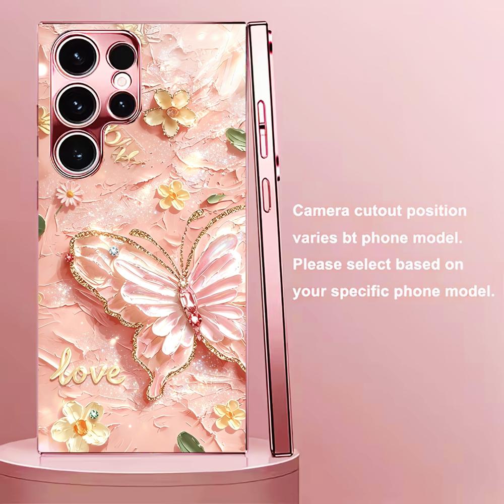 ピンクグリッターバタフライファッションフォンケース s26  - Phone Cases Quad Lock のレビューと価格